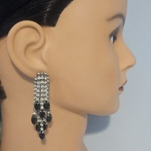 Vintage Rhinestone Chandelier Linear Drop Earrings